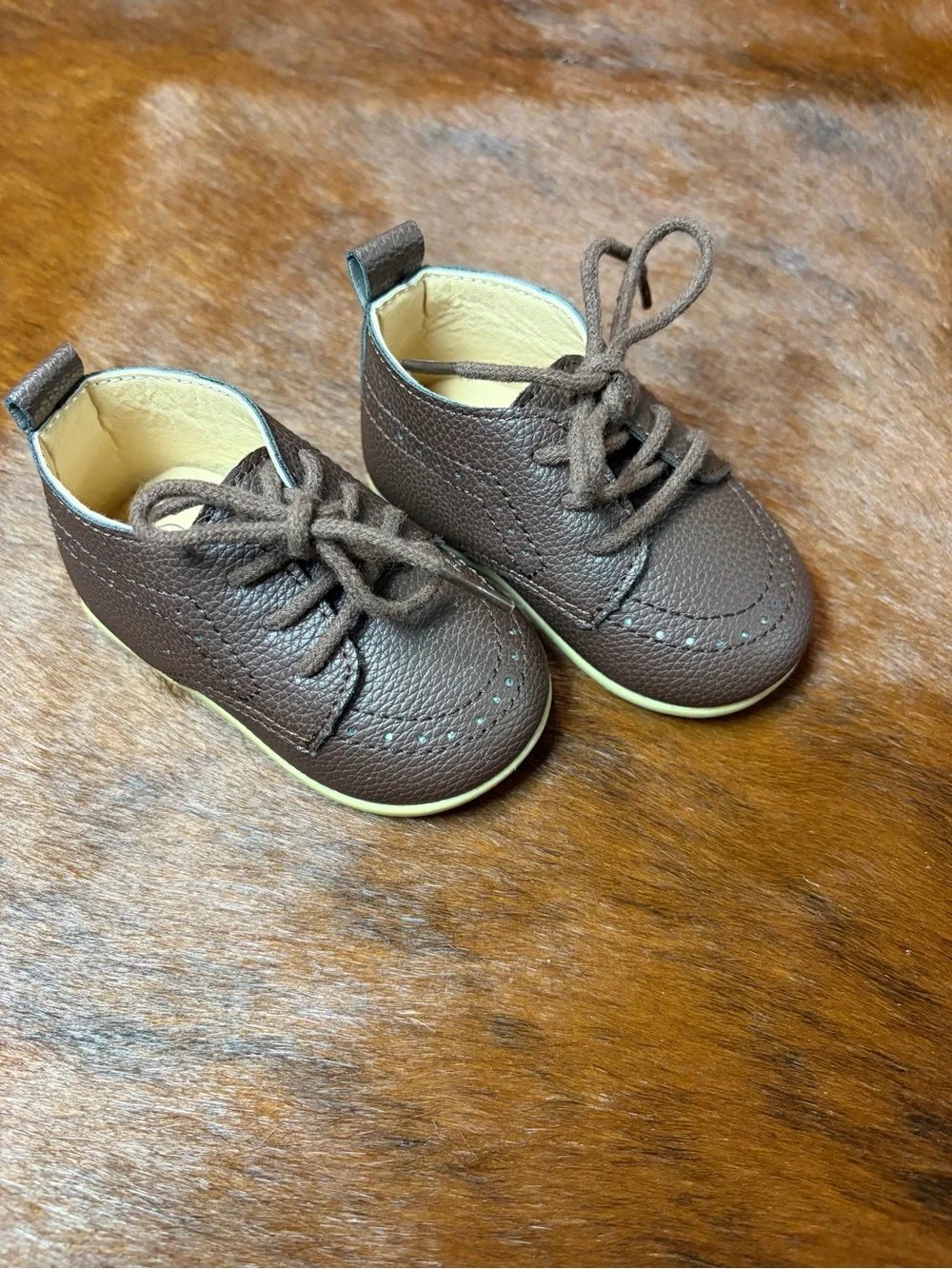 Brown Leather Lace-Up Kids Shoes